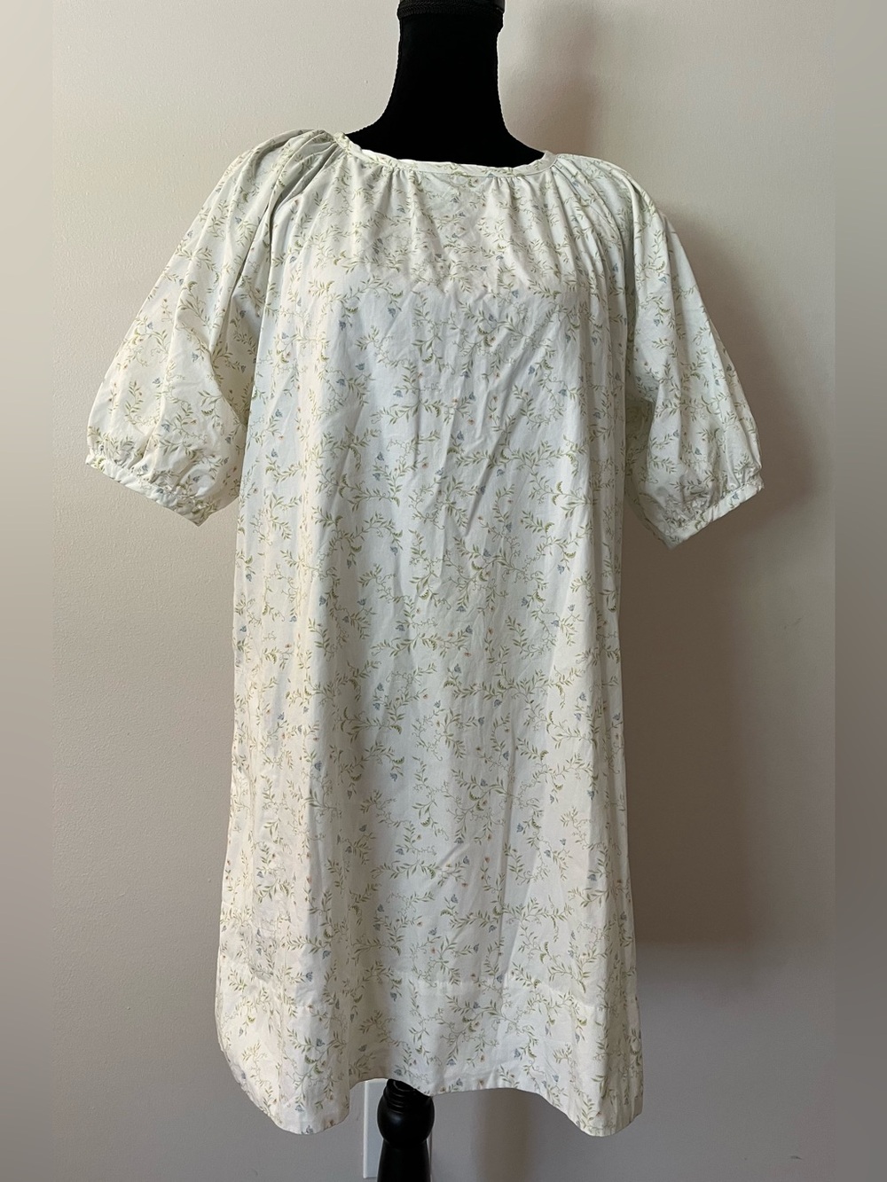 Julia Berolzheimer x LAKE cotton poplin dress gathered sleeves, spring vine, M - Picture 2 of 9
